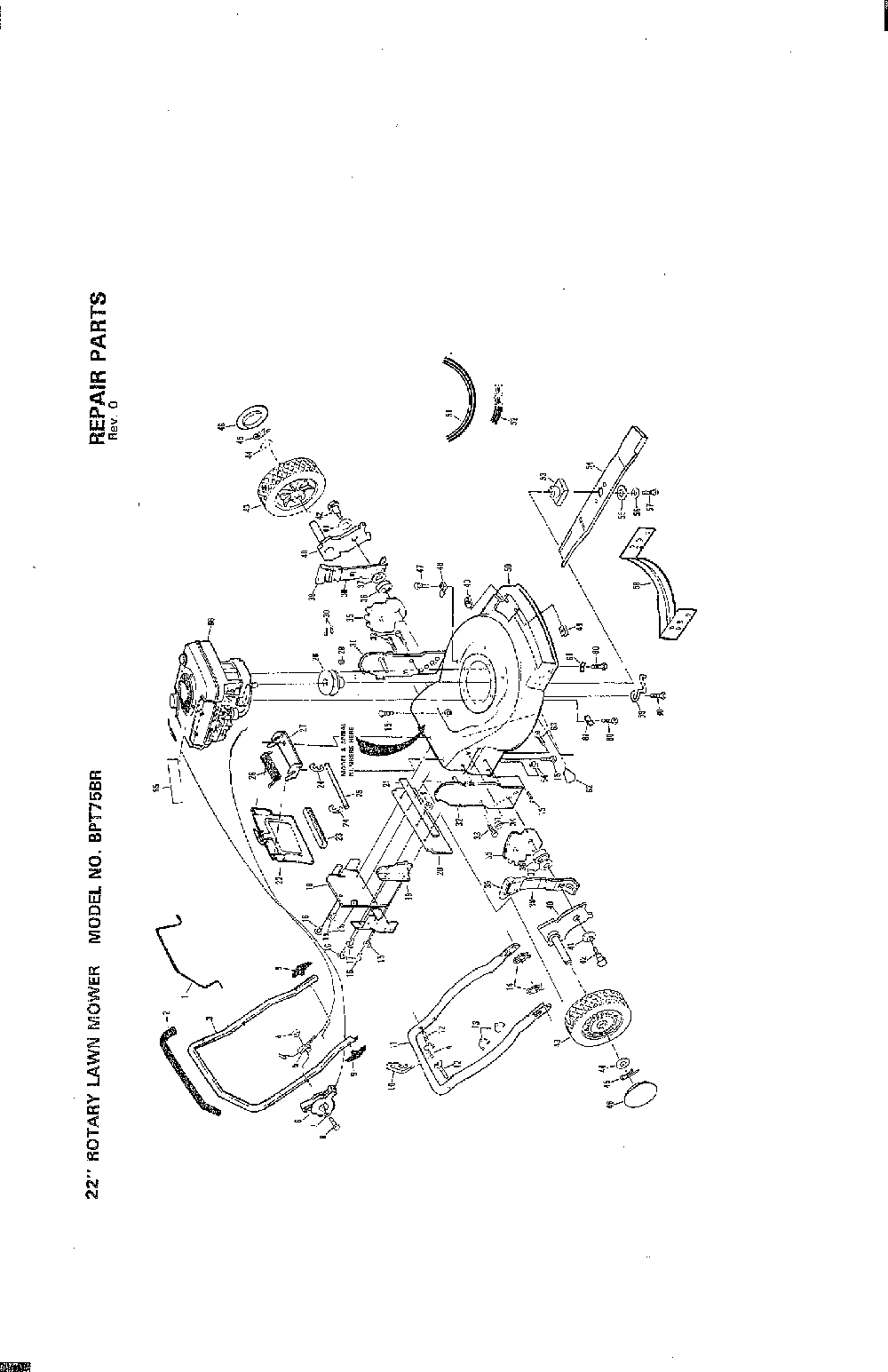 22" rotary mower Diagram and Parts List for 0-22651X9  Murray Lawn Mower