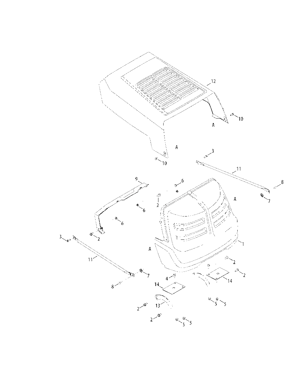 Hood Style 0 Diagram and Parts List for 13AM77LS058 2012 Murray Lawn Tractor