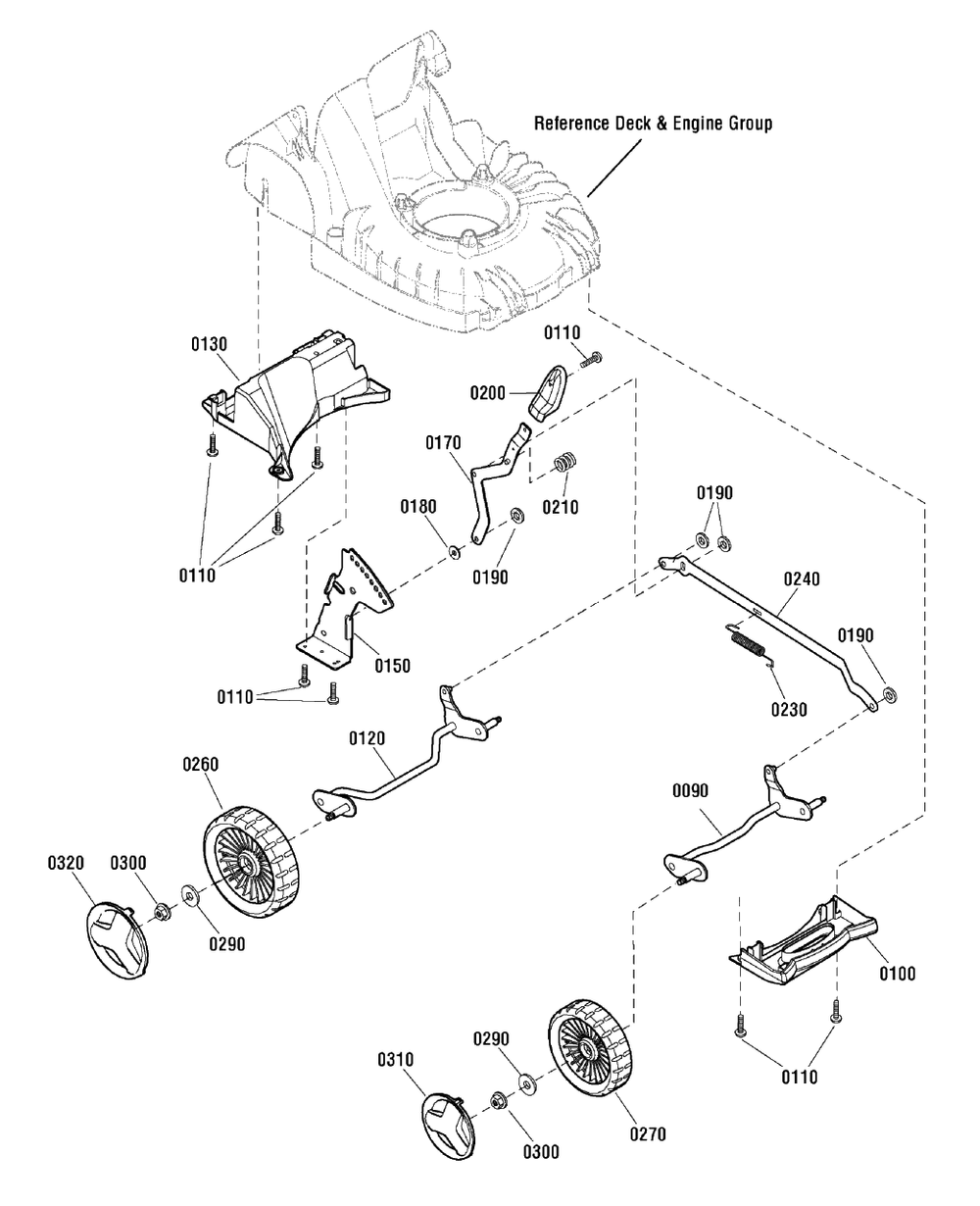 Wheels And Axles Group - Push (884256) Diagram and Parts List for CP450 (884256)(2011) Murray Lawn Mower