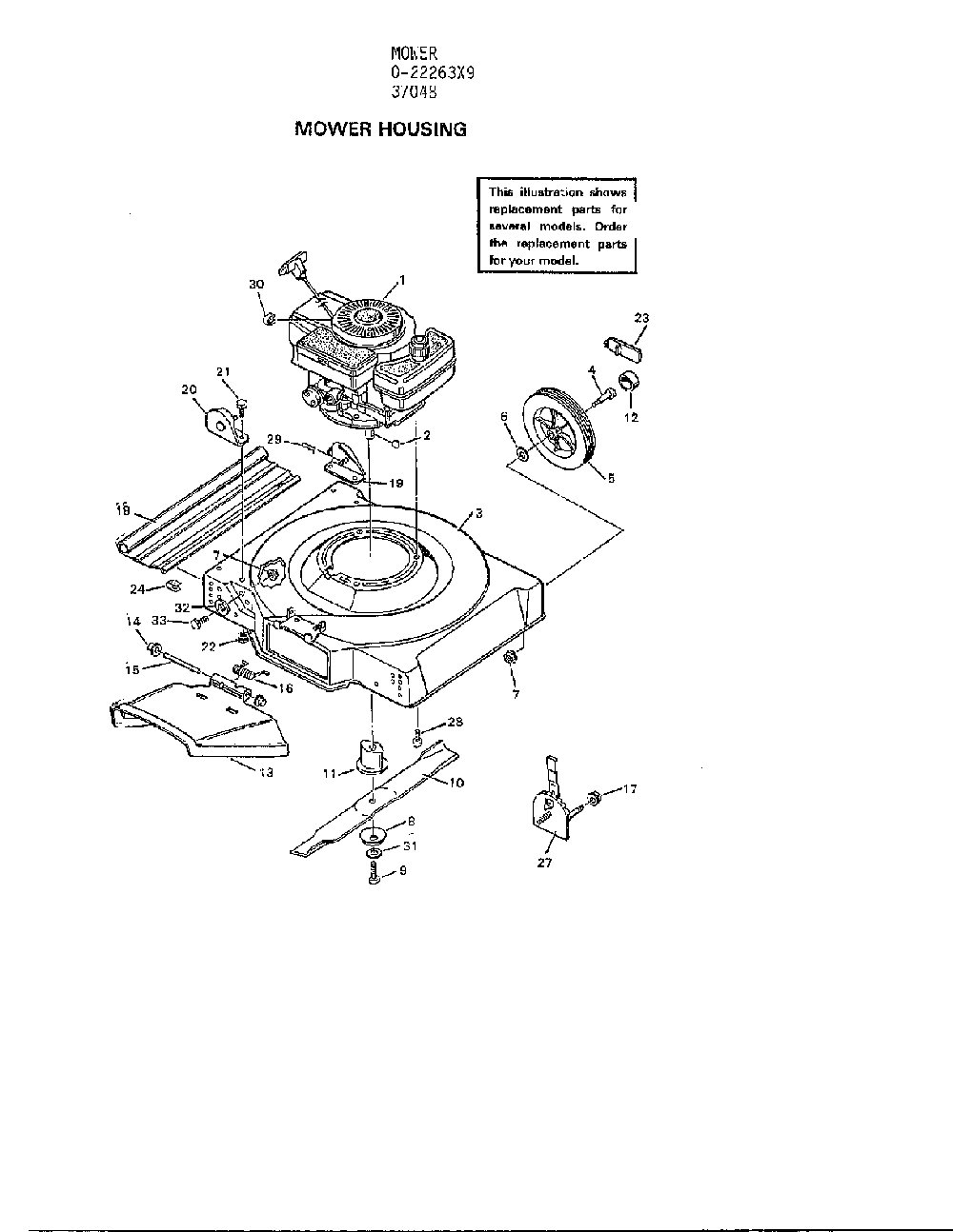 Mower housing Diagram and Parts List for 37048  Murray Lawn Mower