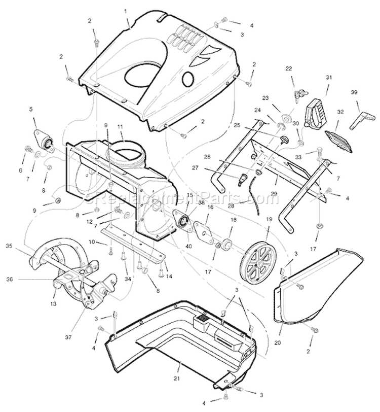 Page A Diagram and Parts List for 1695565 525-21 - 2008 Murray Snow Blower