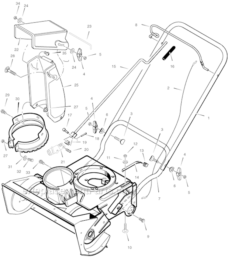 Page E Diagram and Parts List for 6210702X61NA 2007 Murray Snow Blower