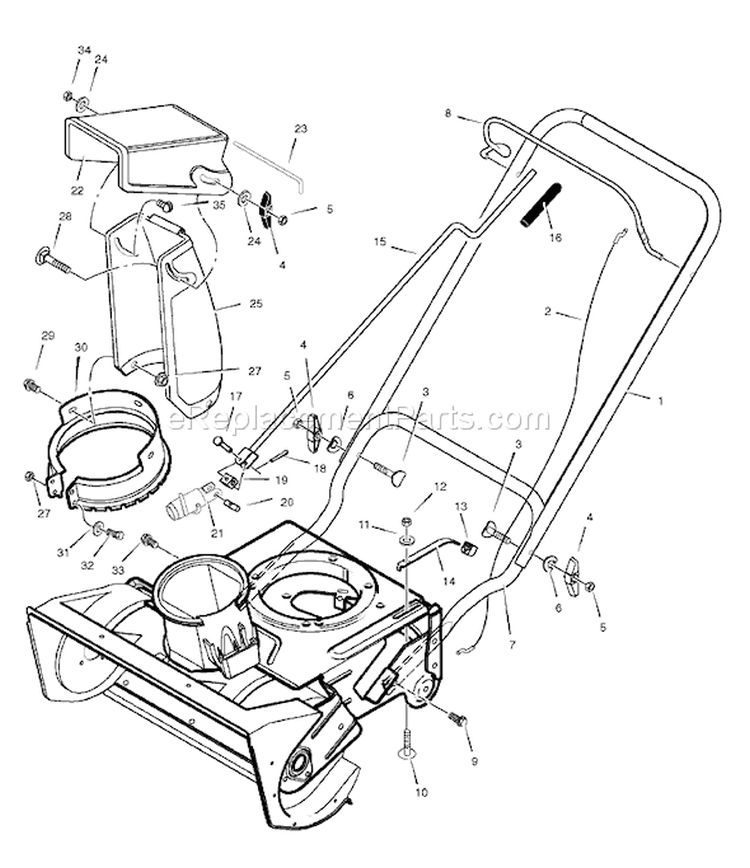 Page E Diagram and Parts List for 6210700X85N 18-2818-28 - 2007 Murray Snow Blower