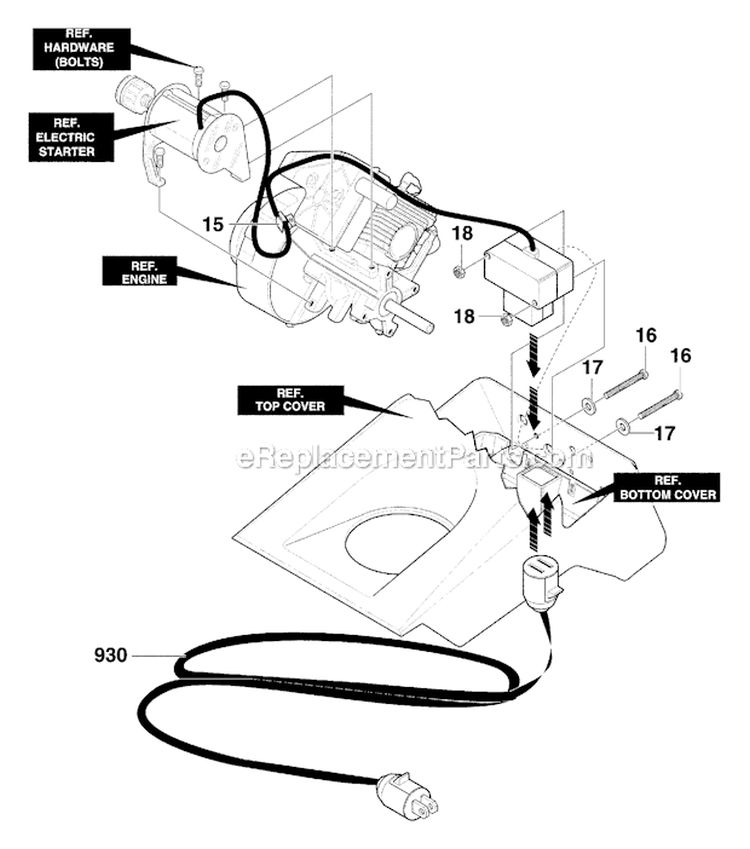 Electric_Starter Diagram and Parts List for 621450X4E  Murray Snow Blower