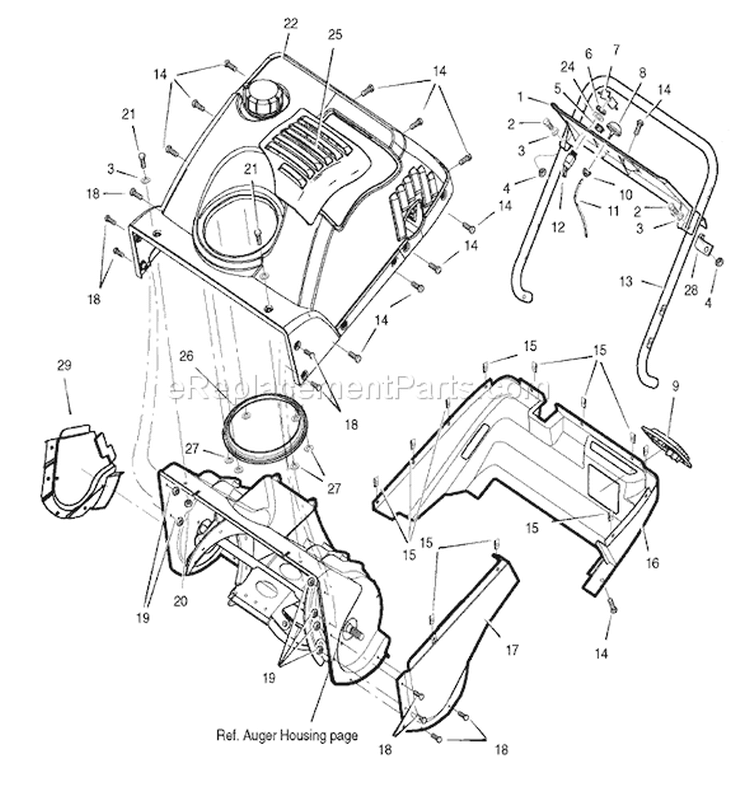 Page B Diagram and Parts List for 1695518 18-2811-29 - 2008 Murray Snow Blower