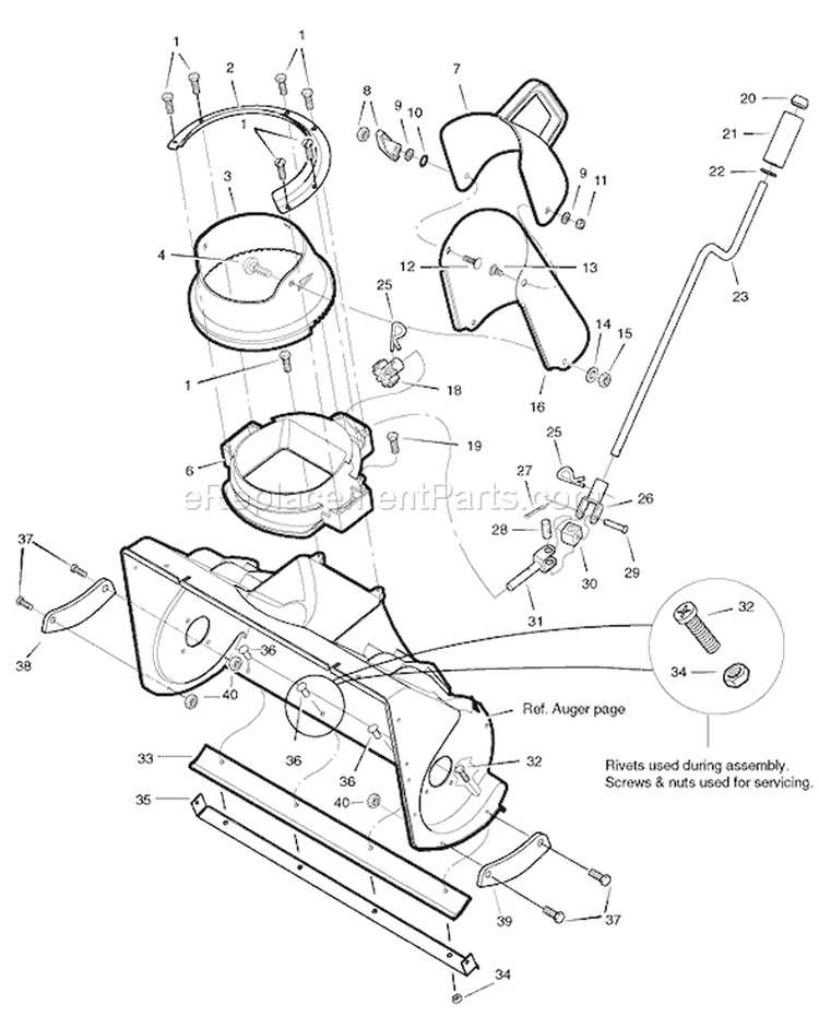 Page D Diagram and Parts List for 6220530X85N 18-2811-28 - 2007 Murray Snow Blower