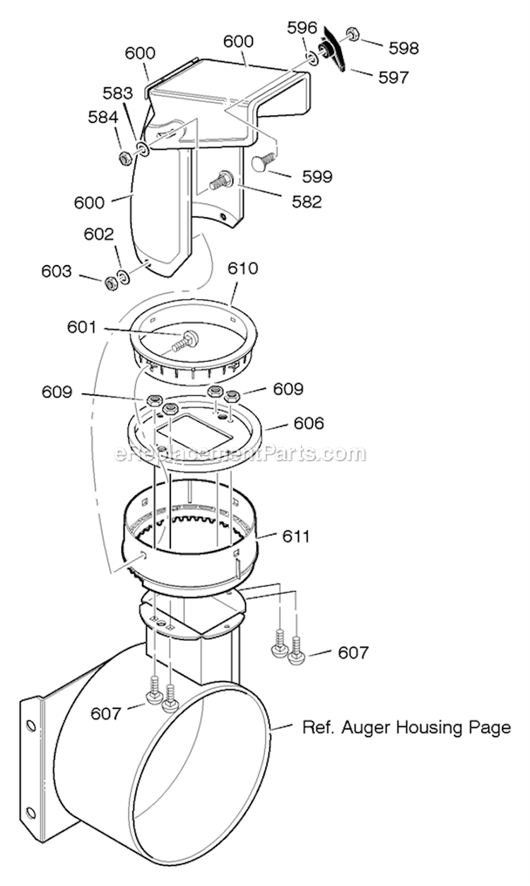Discharge_Chute Diagram and Parts List for 622505X0B  Murray Snow Blower