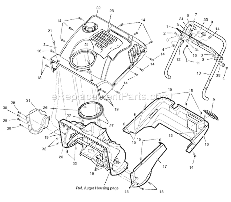 Page B Diagram and Parts List for 622593X16NA ST0522M - 2007 Murray Snow Blower