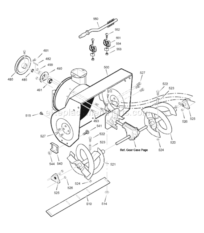 Page E Diagram and Parts List for 6240810X110 18-2827-882007 Murray Snow Blower