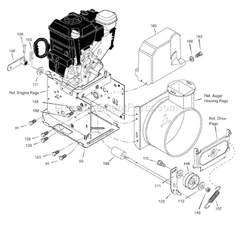 Page B Diagram and Parts List for 6240810X85 18-2857-282007 Murray Snow Blower