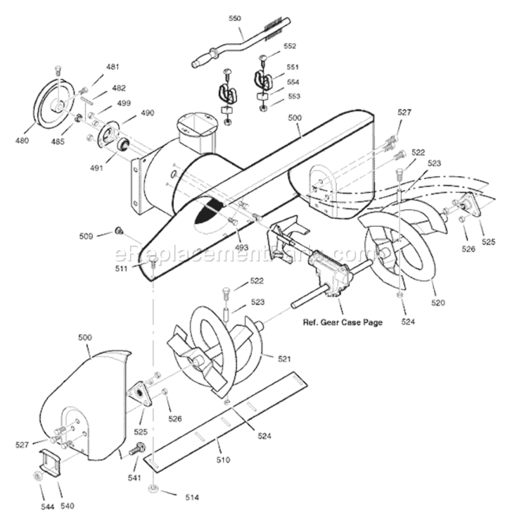 Page E Diagram and Parts List for 6240810X85 18-2857-282007 Murray Snow Blower