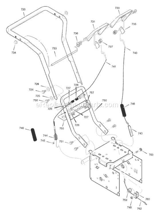 Page H Diagram and Parts List for 6240810X85 18-2857-282007 Murray Snow Blower