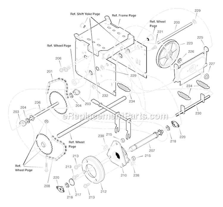 Driver Diagram and Parts List for 624505X4D  Murray Snow Blower