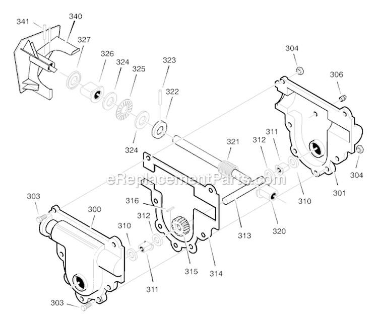 Gear_Case Diagram and Parts List for 624505X4D  Murray Snow Blower