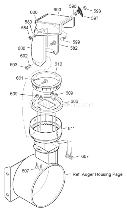 Page F Diagram and Parts List for 624555X110B SN6242006 Murray Snow Blower