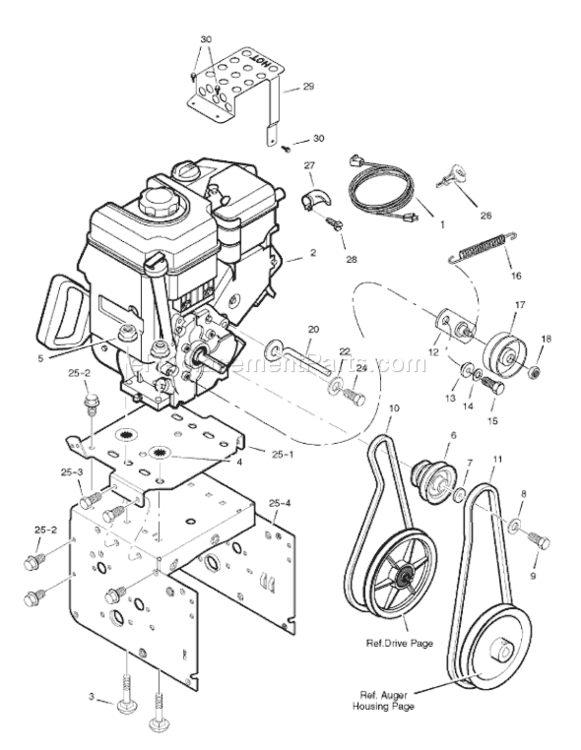 Page A Diagram and Parts List for 626752X16B ST75262007 Murray Snow Blower