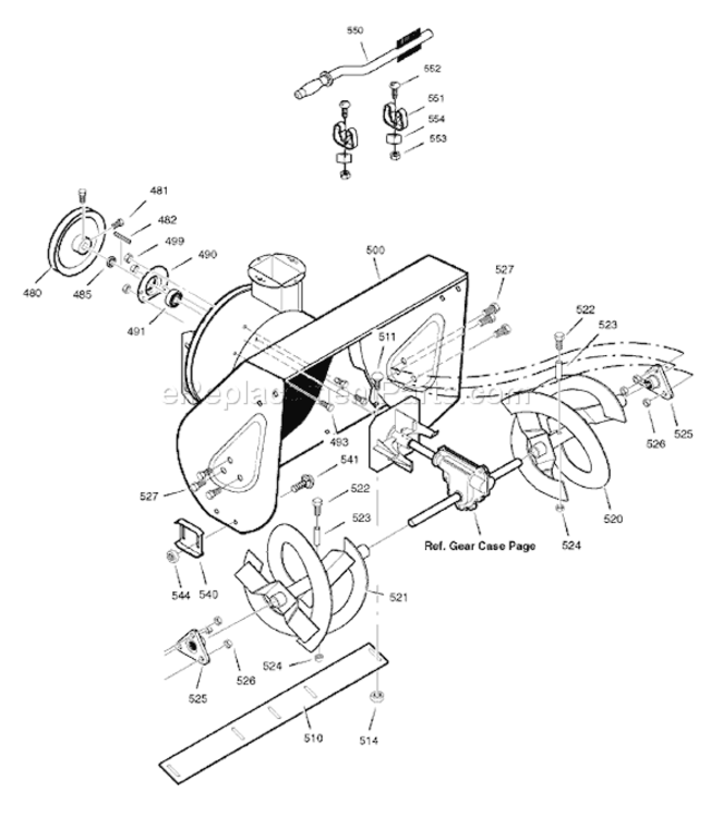 Page E Diagram and Parts List for 626752X16B ST75262007 Murray Snow Blower