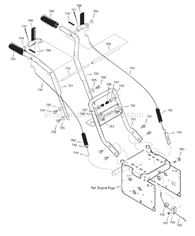 Page H Diagram and Parts List for 626752X16B ST75262007 Murray Snow Blower