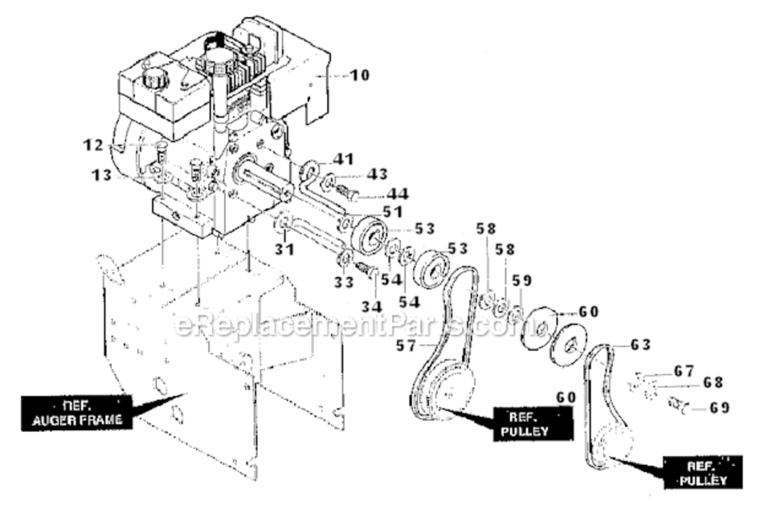 Page L Diagram and Parts List for 627104X8  Murray Snow Blower