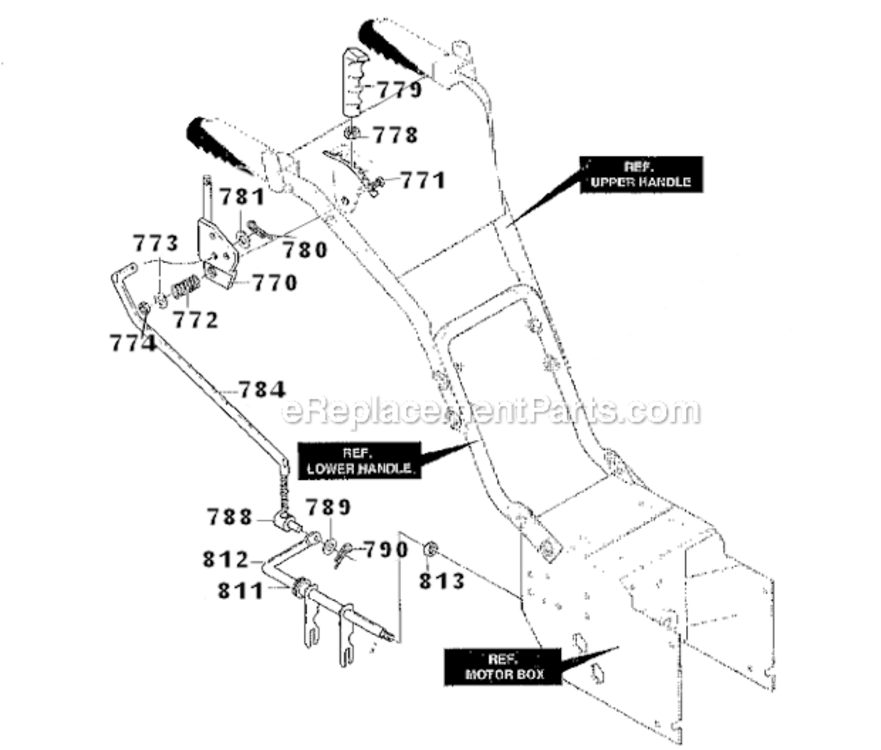 Handle_Assembly Diagram and Parts List for 627104X8  Murray Snow Blower