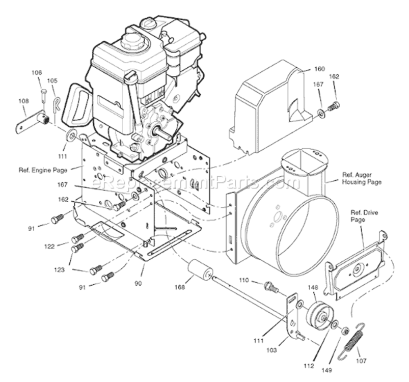 Page B Diagram and Parts List for 6271201X85A 18-2863-282007 Murray Snow Blower