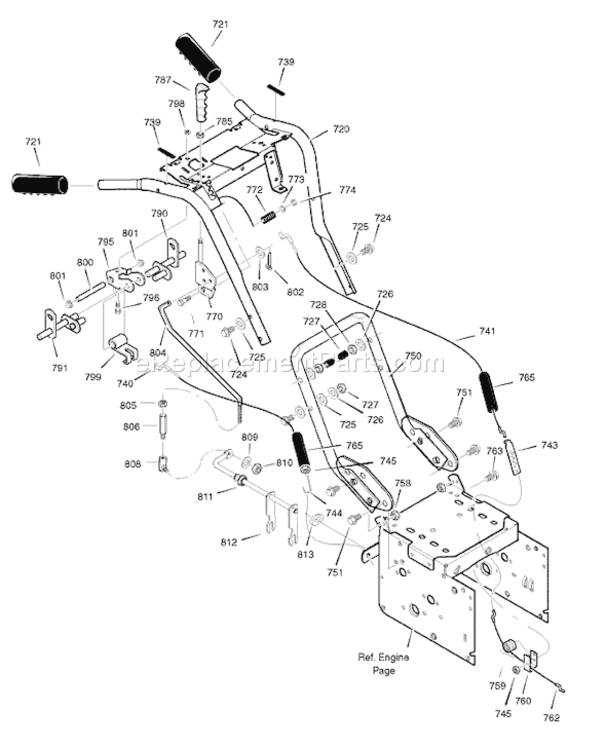 Page H Diagram and Parts List for 6271201X85A 18-2863-282007 Murray Snow Blower