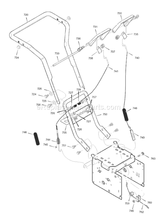 Page H Diagram and Parts List for 6271270X85 18-2856-282007 Murray Snow Blower