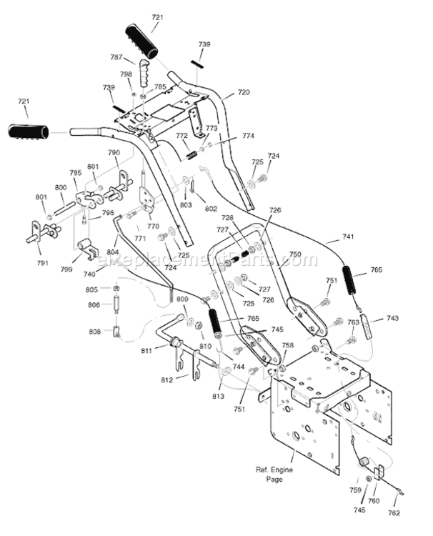 Page H Diagram and Parts List for 6271271X85 18-2829-282007 Murray Snow Blower
