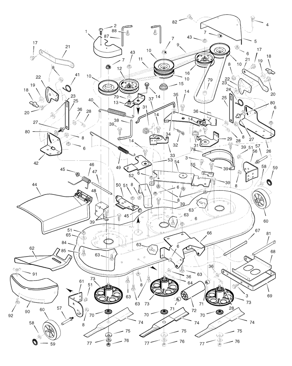 Mower Housing Diagram and Parts List for 465307X51 (7800283)(2008) Murray Lawn Tractor