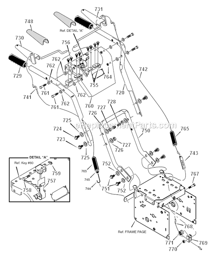 Handle_Assembly Diagram and Parts List for 627804X89C  Murray Snow Blower