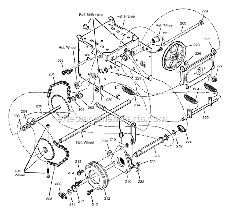 Drive Diagram and Parts List for 627804X89C  Murray Snow Blower