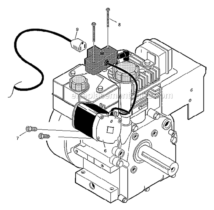 Electric Start Assembly Diagram and Parts List for 627804X89D  Murray Snow Blower