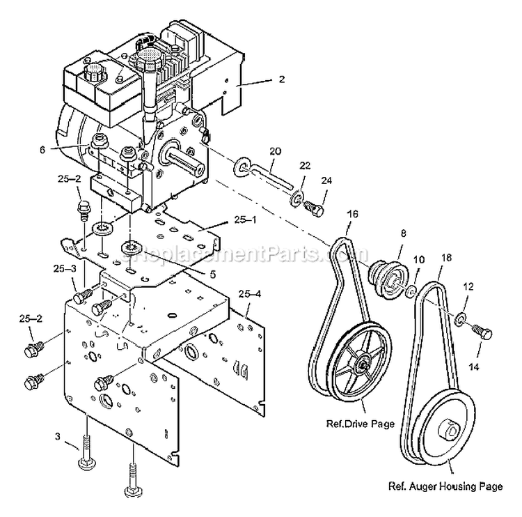 Engine Diagram and Parts List for 627804X89D  Murray Snow Blower