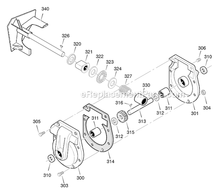 Gear_Case Diagram and Parts List for 627850X5A Single Murray Snow Blower