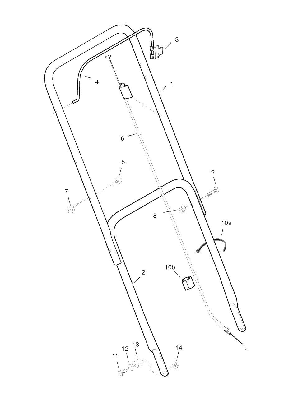 Handle Assembly Diagram and Parts List for 201013X51A (7800256)(2008) Murray Lawn Mower
