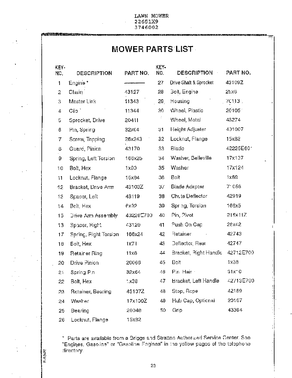 Mower housing page 2 Diagram and Parts List for 3746002  Murray Lawn Mower