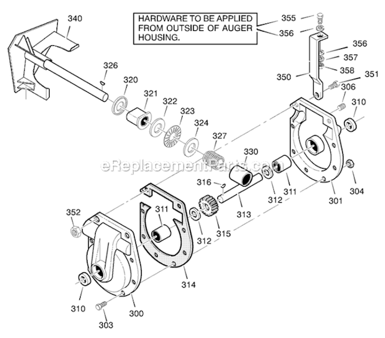 Gear_Case Diagram and Parts List for 631128X31B  Murray Snow Blower