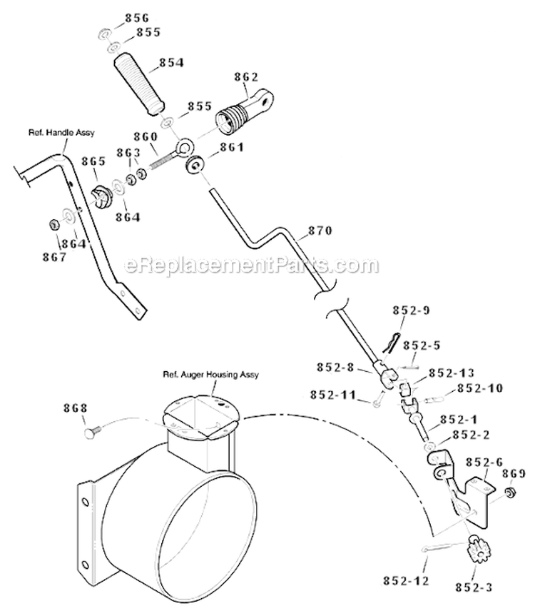 Chute_Rod Diagram and Parts List for 631128X31B  Murray Snow Blower