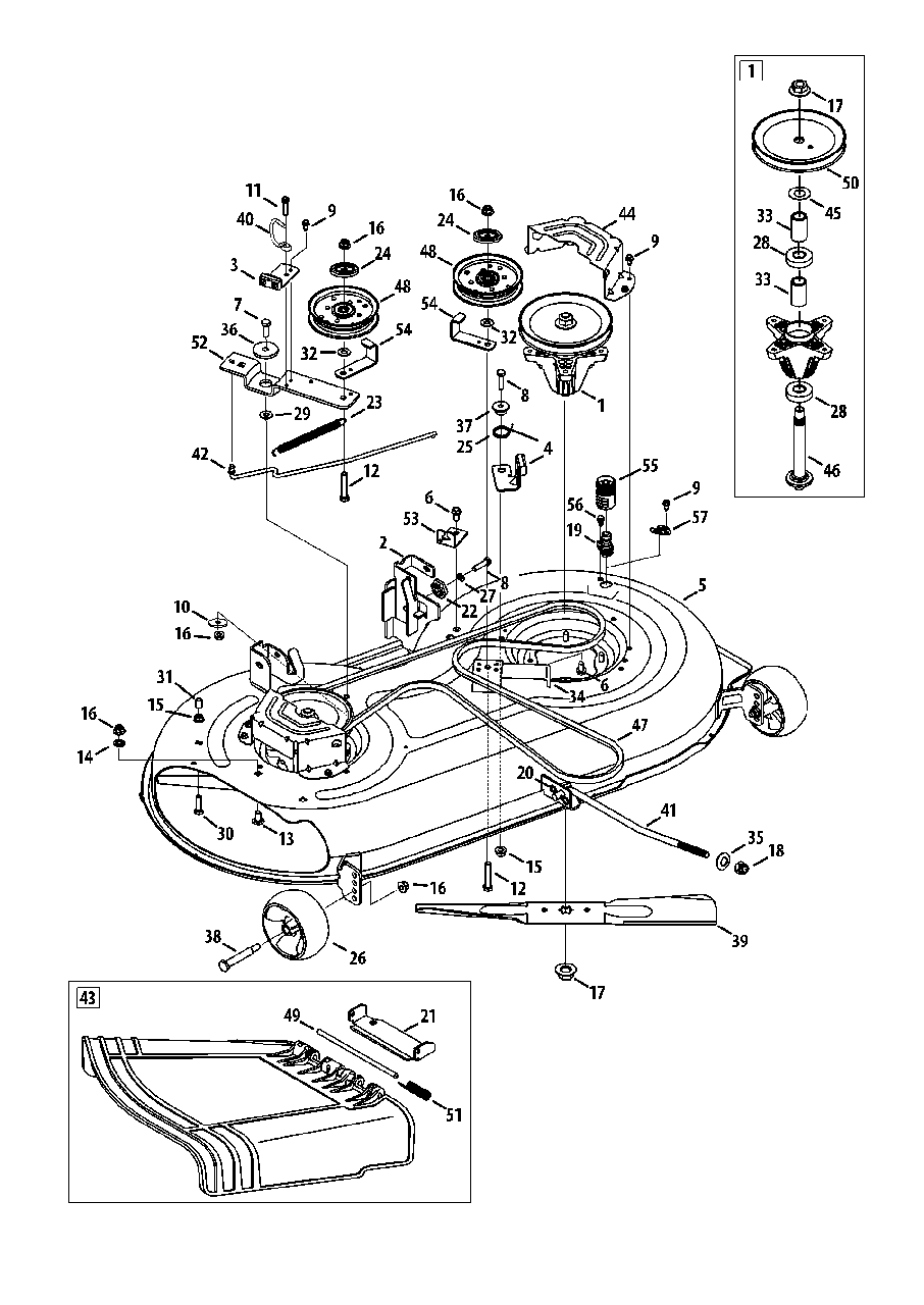 Mower Deck Diagram and Parts List for 13AM772S058 2013 Murray Lawn Tractor