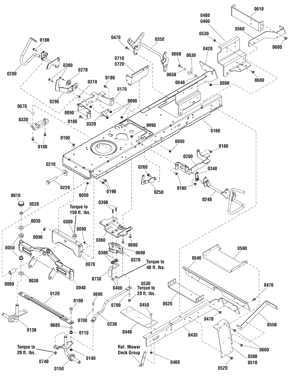 Frame And Front Axle Group (885707) Diagram and Parts List for EMT17538RDF (1696109-00)(2012) Murray Lawn Tractor