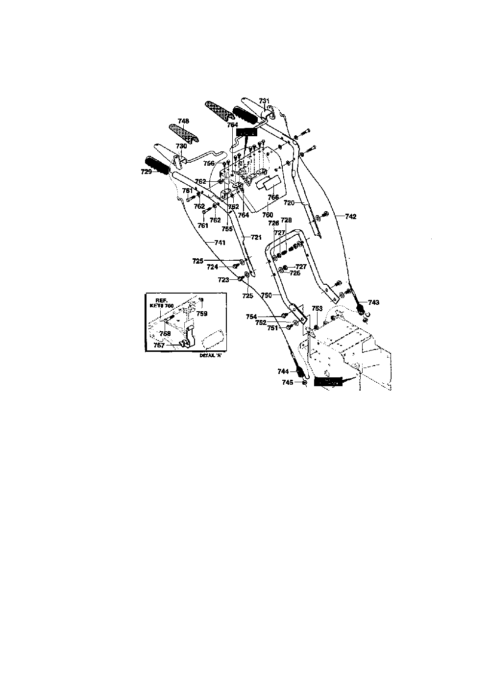 Handle assembly Diagram and Parts List for 627104X8A  Murray Snow Blower
