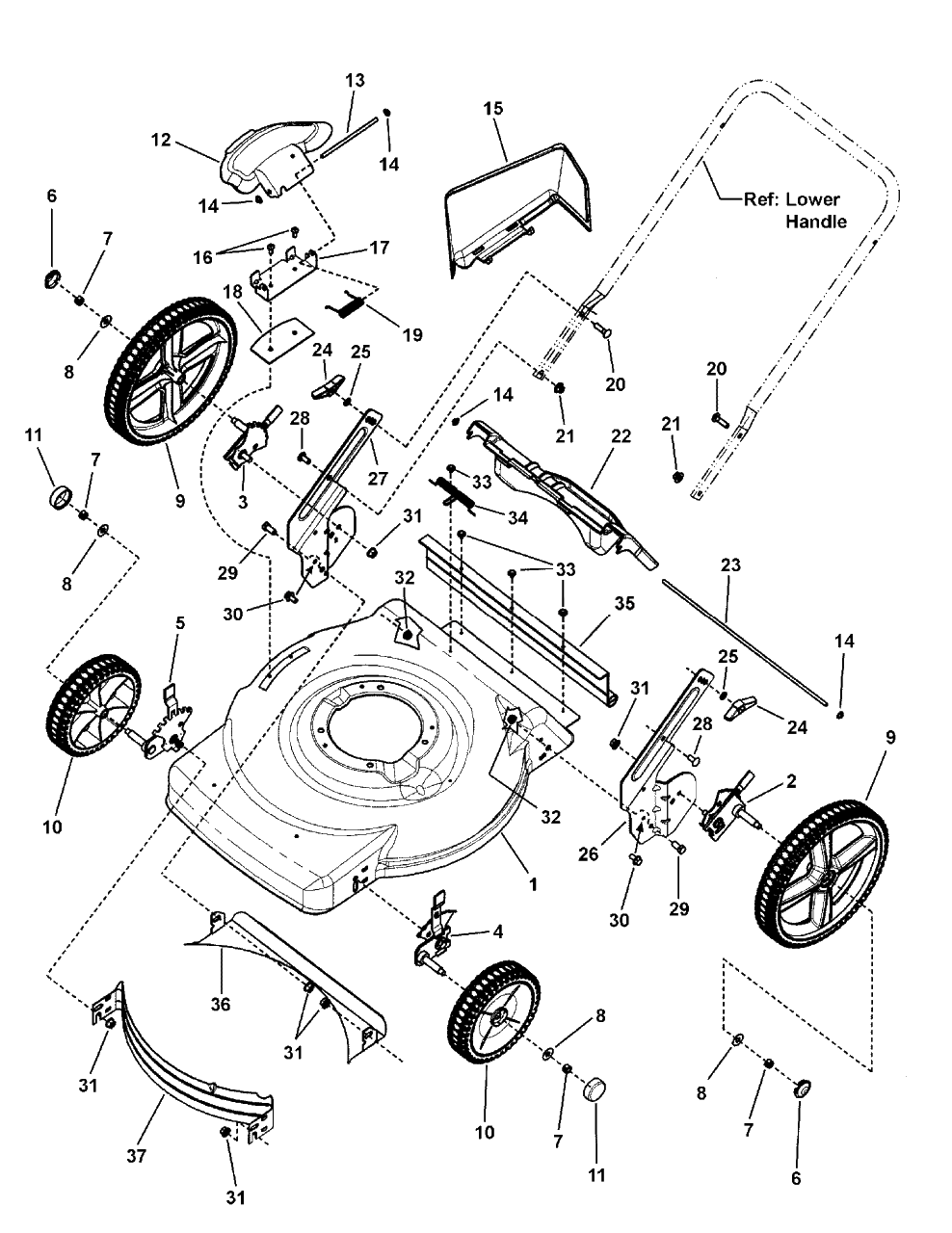 Deck Assembly (Push, Hi-Wheel) Diagram and Parts List for M2265HW (7800454)(2010) Murray Lawn Mower