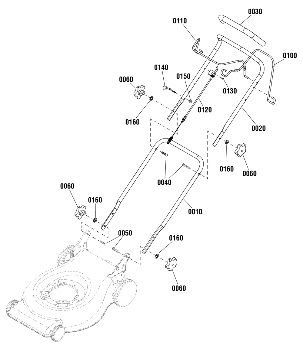 Handles Group (881308 881309) Diagram and Parts List for MXMH625E (881553)(2012) Murray Lawn Mower