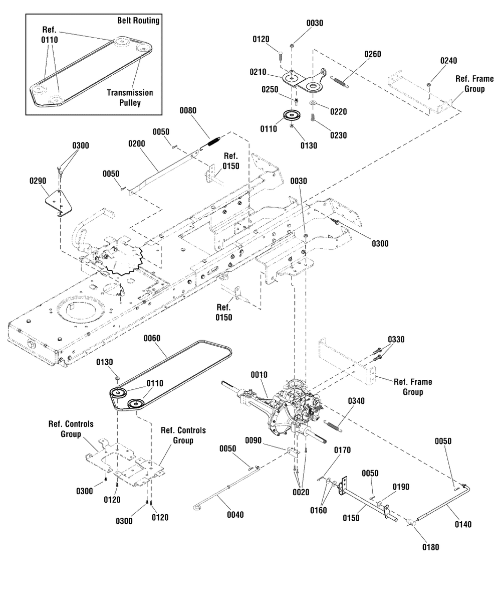 Transmission Group - Hydro Gear 324-0610 (885706) Diagram and Parts List for EMT17538RDF (1696109-00)(2012) Murray Lawn Tractor