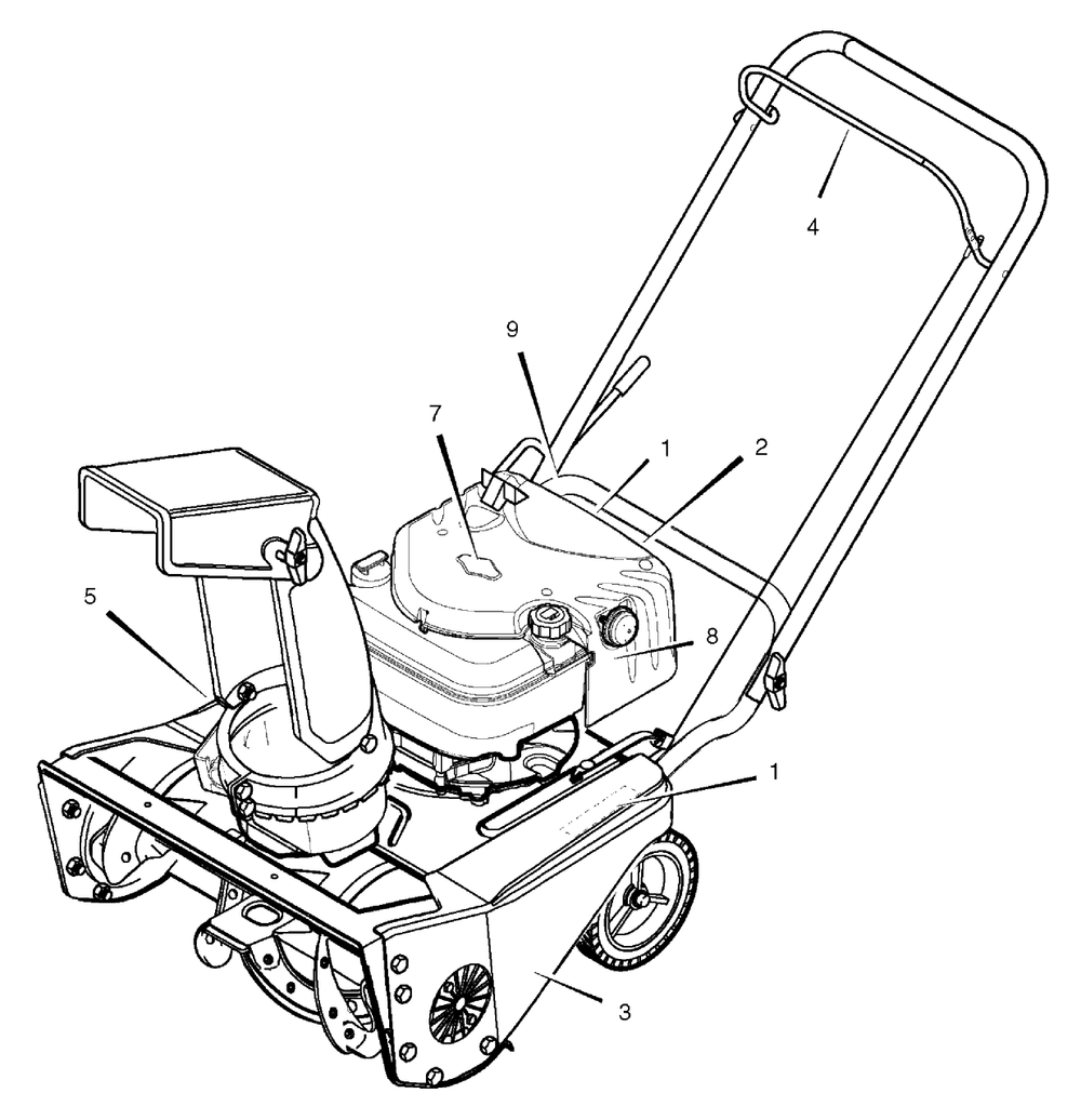 Decals Diagram and Parts List for 650-21 (1695537)(2009) Murray Snow Blower