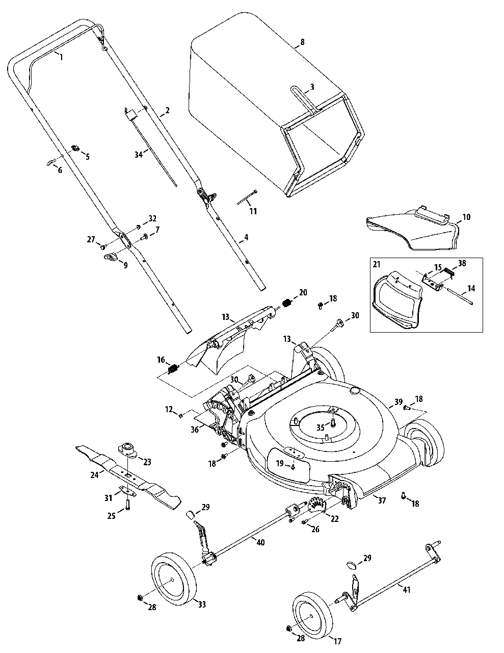General Assembly Diagram and Parts List for ME21550 (11A-A23K758)(2014) Murray Lawn Mower