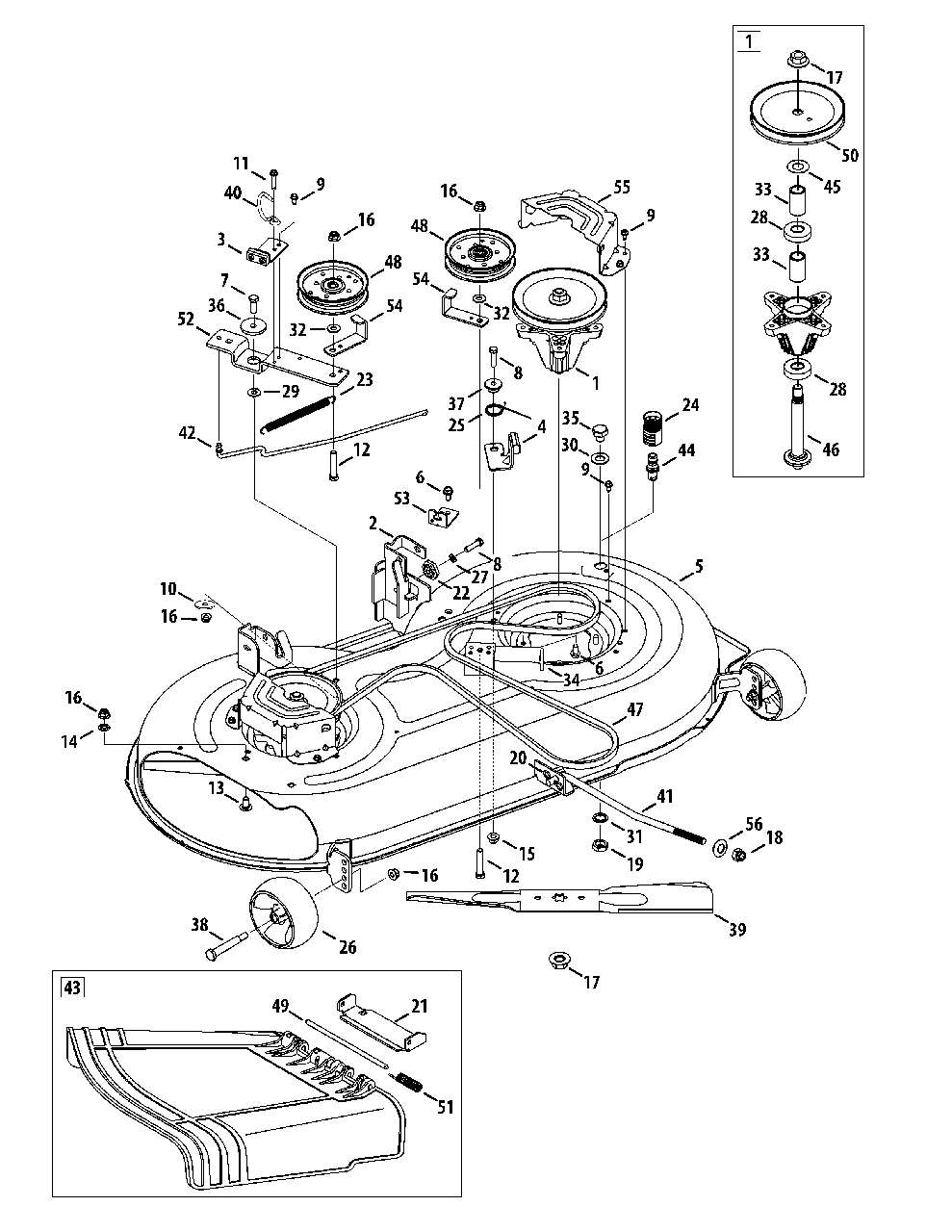 Mower Deck 42-Inch Diagram and Parts List for 13AM77LS058 2012 Murray Lawn Tractor
