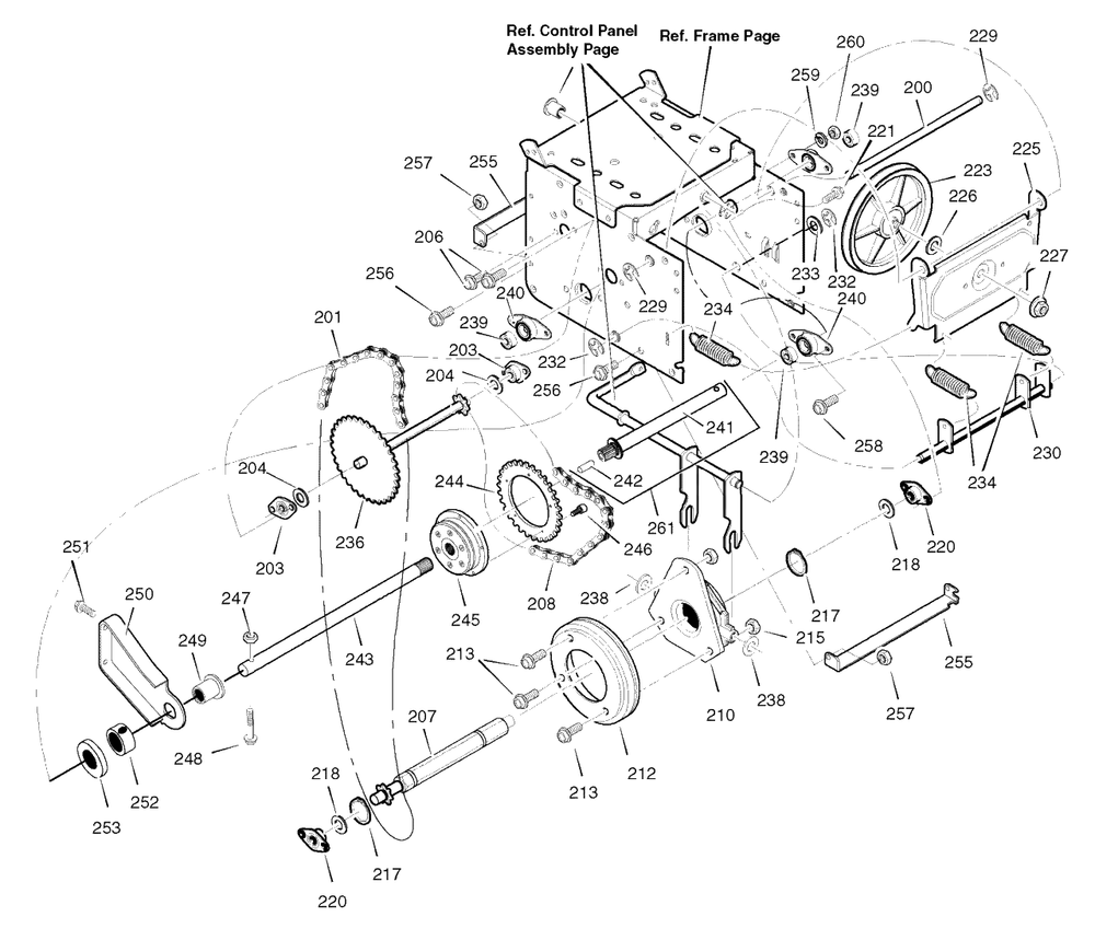 Drive Diagram and Parts List for 6291570X61 (1695367)(2007) Murray Snow Blower