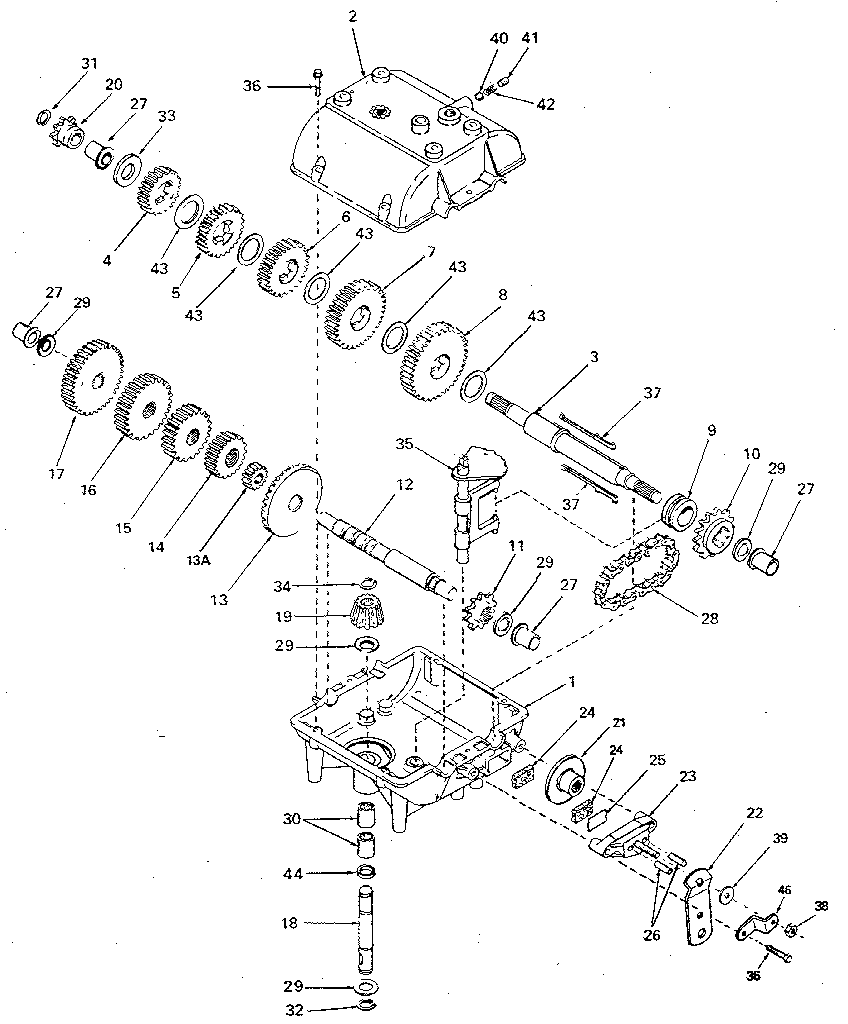 5-speed transmission peerless model no. 708c Diagram and Parts List for 9-30502  Murray Lawn Mower