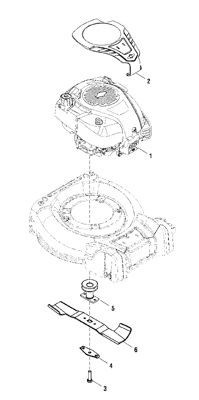Engine And Blade Group Diagram and Parts List for EQ500 (2691473-00)(2018) Murray Lawn Mower